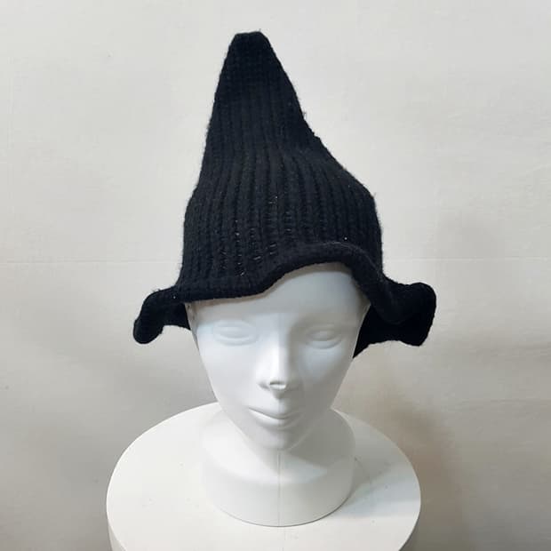 니트 고깔 모자 블랙