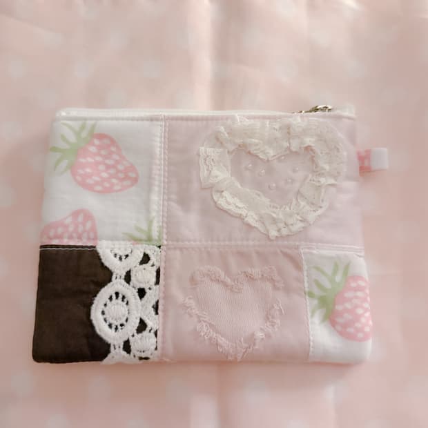 124u pouch26 레이스 프릴 딸기초코 파우치 히메갸루 오네갸루