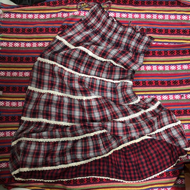 체크 롱 원피스