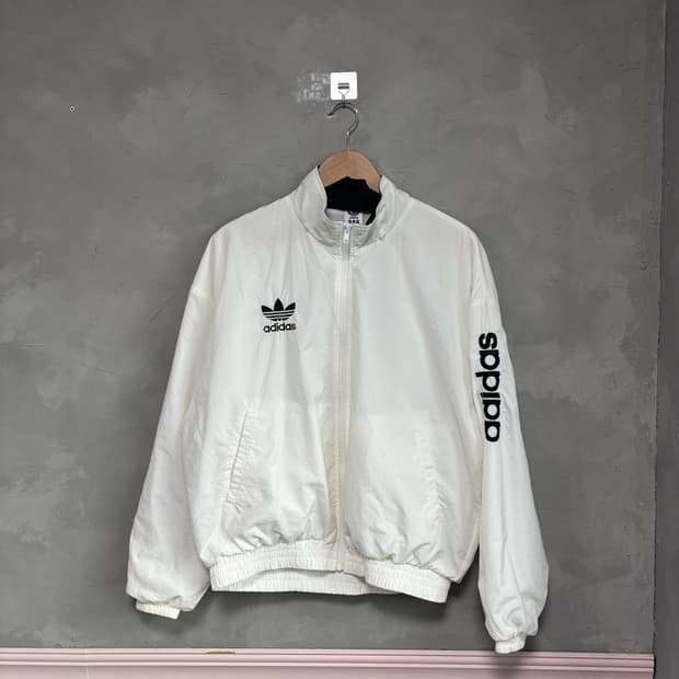 아디다스 올드스쿨 파이어버드 빅로고 트랙탑 바람막이 화이트 