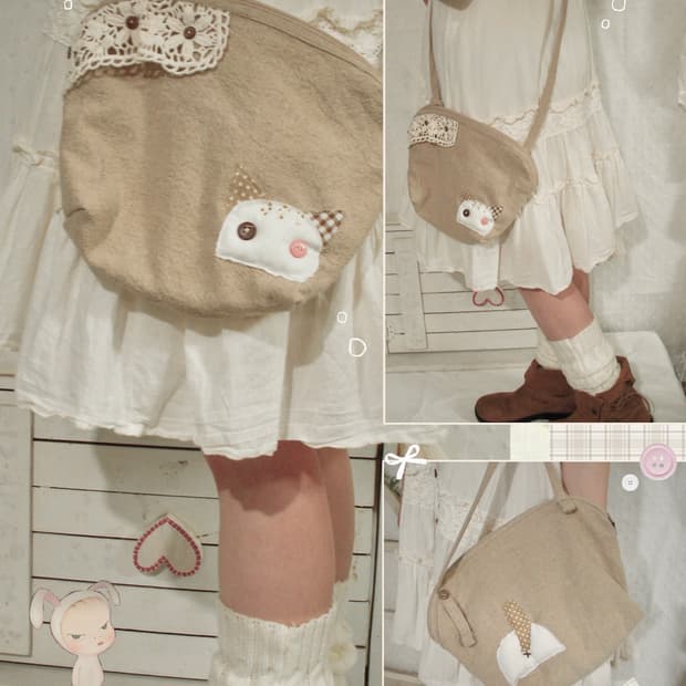 [HAND MADE] 핸드메이드 고양이 패치 크로스백 모리걸