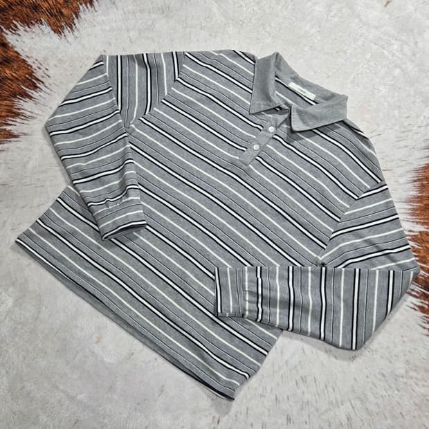 그레이 스트라이프 단가라 PK 롱슬리브