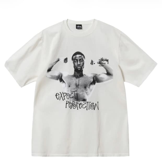 스투시 x 마틴 로즈 스탠드 펌 피그먼트 다이드 티셔츠 내츄럴