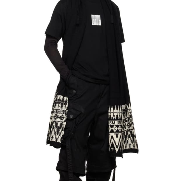 언더커버 롱 자카드 니트 로고 머플러 목도리