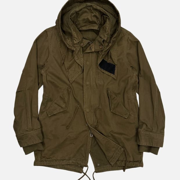 brown hood field parka