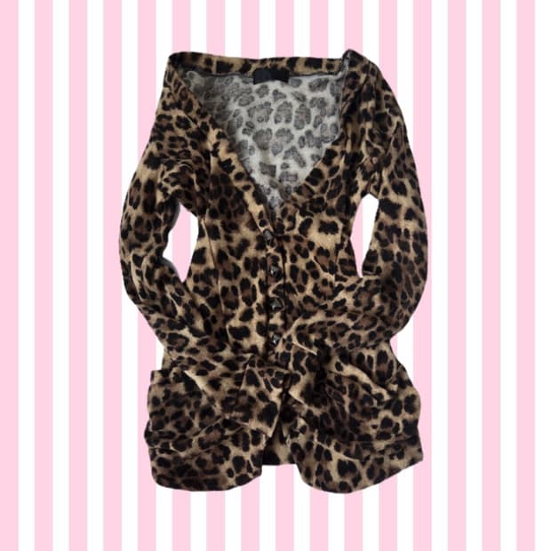 오네갸루 호피 레오파드 가디건