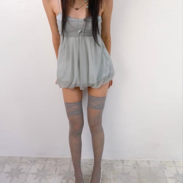 루즈슬립오버 mesh fluff mini top sage mint 민트