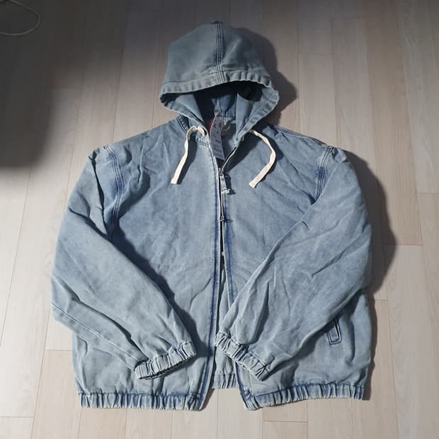 새제품XL)스파오 빈티지 워시드 데님 후드집업  블루 SPJED49C02