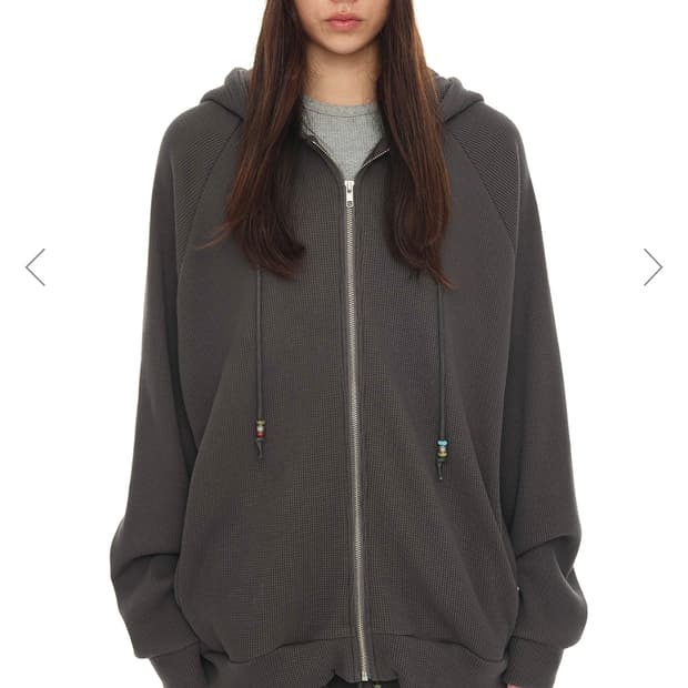 투머치택스 와플 비즈 후드집업 차콜