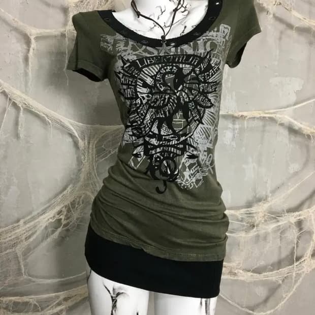 VIA 비아 shop502 데스라이즈 큐빈티지 반팔 펑크 미니원피스