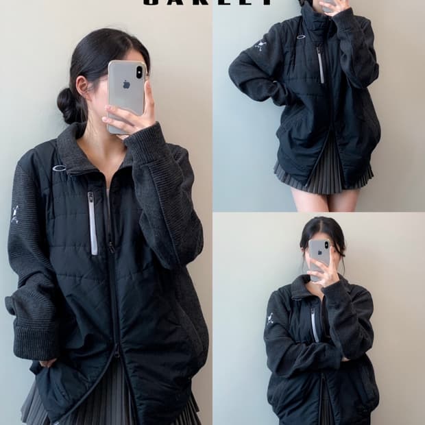 오클리 스컬 니트 퍼프 자켓