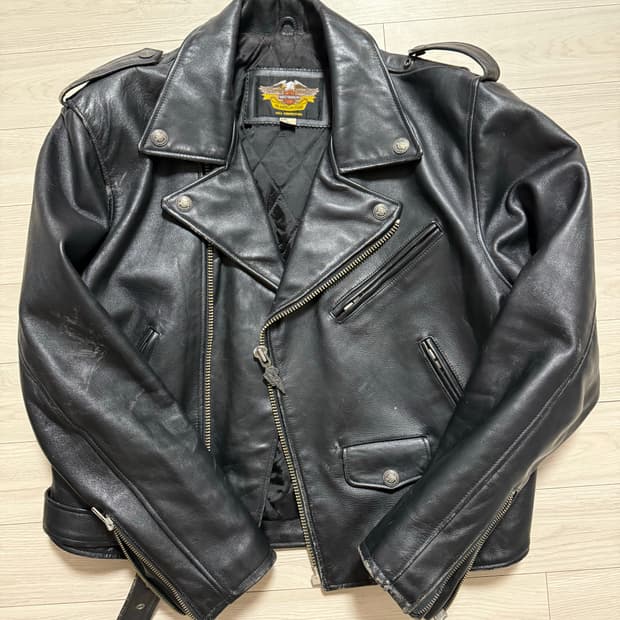 할리데이비슨 블랙 가죽 라이더 자켓