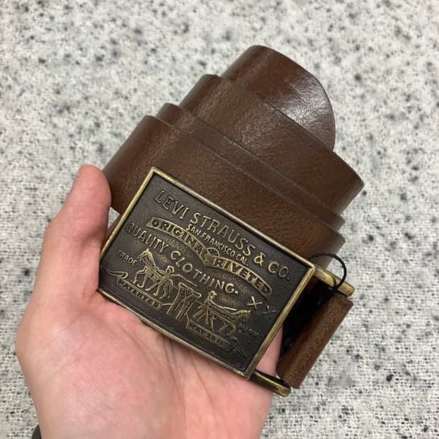 N112 리바이스 버클 가죽탭로고 벨트