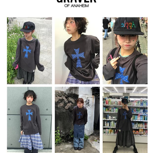 그레이버 롱슬리브 Dot cross 차콜