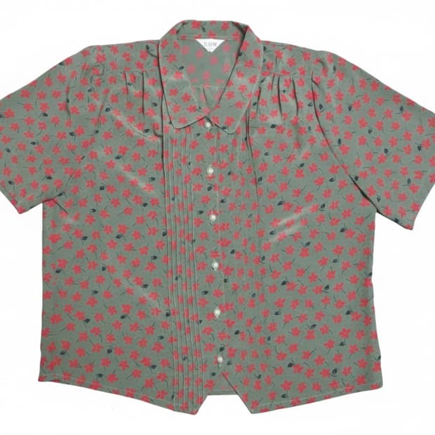 빈티지 플라워 패턴 반팔 블라우스