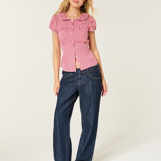 [M 홀리스터 여성셋업 포플린 체크 셔츠