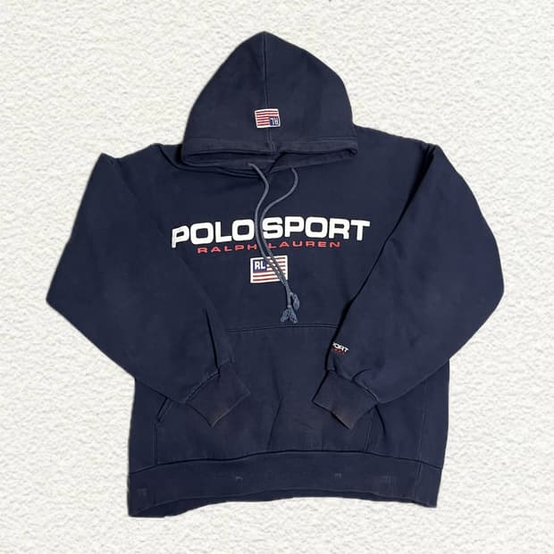 빈티지 폴로 스포츠 랄프로렌 네이비 후드티 M