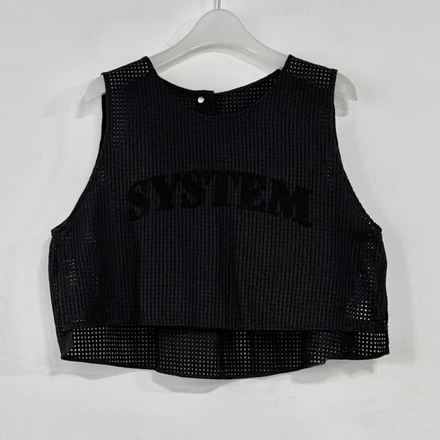 시스템 25 로고 슬리브리스 크로셰 탑