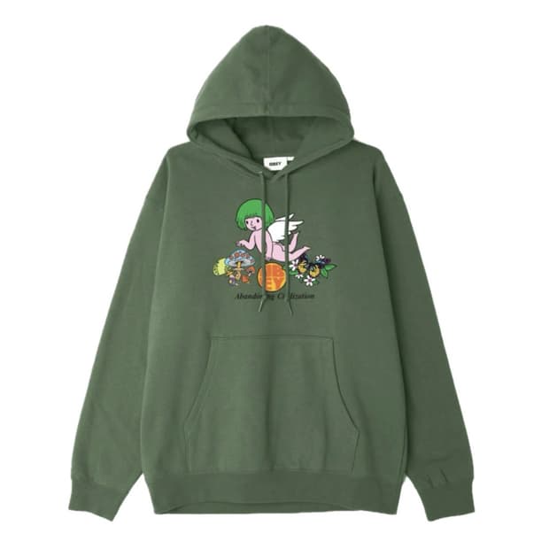 오베이 Obey 그린 컬러 센터 로고 후드티 S