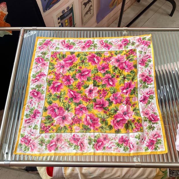 빈티지 플라워패턴 오렌지 손수건