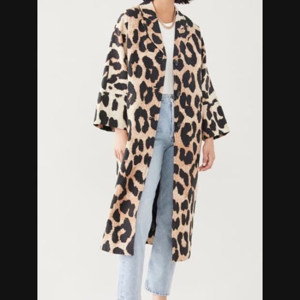 GANNI 가니 레오파드패턴 롱 자켓