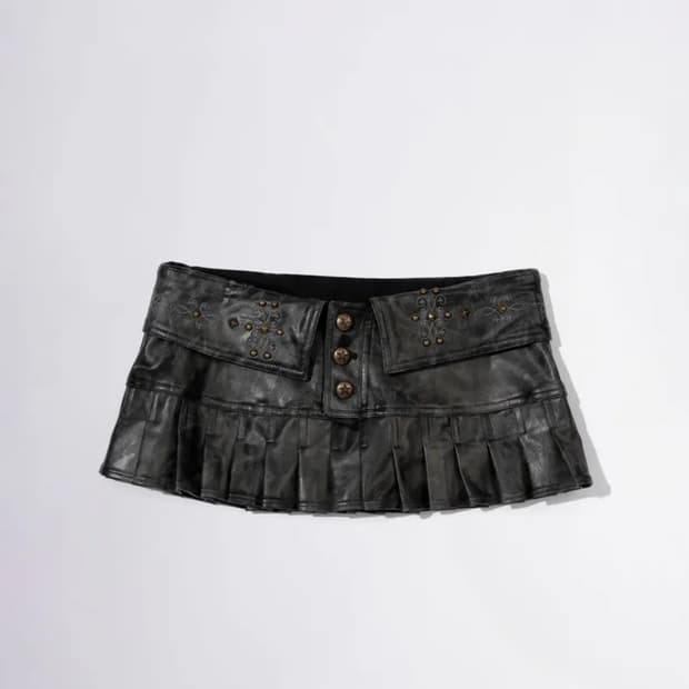 Western Faux Leather Micro Skirt Black