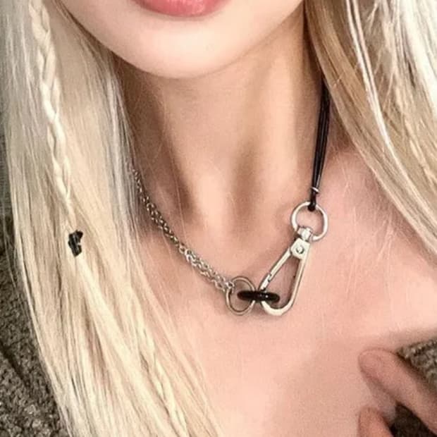 체인&가죽 half necklace 