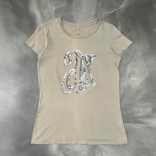 아르마니 익스체인지 스팽글 로고 반팔티 y16196