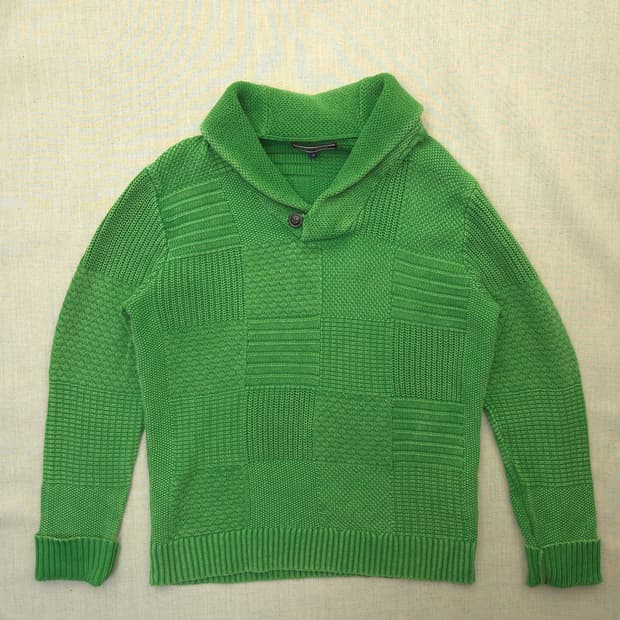 타미힐피거 그린색 니트  숄칼라 m
