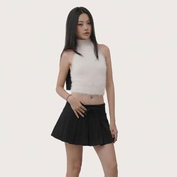 클리시어 홀터넥 니트 탑