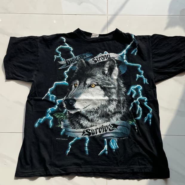 90s 아메리카썬더 늑대티셔츠