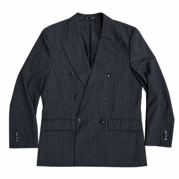 H&M 블레이저 스트라이프 더블브레스티드 디테일 그레이