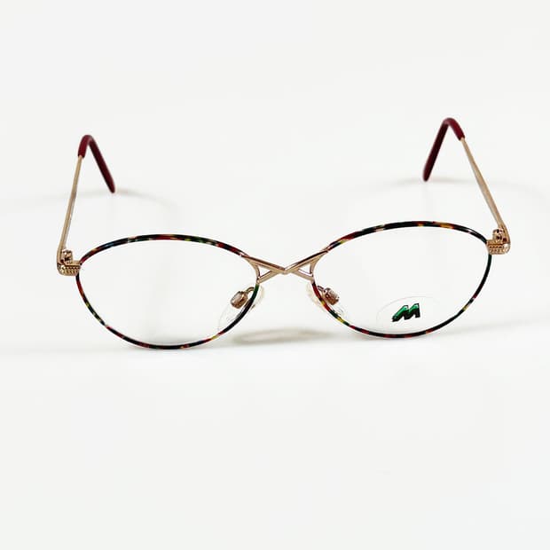 90s 독일제 MEITZLER 레드 골드 슬림 오벌 빈티지 안경