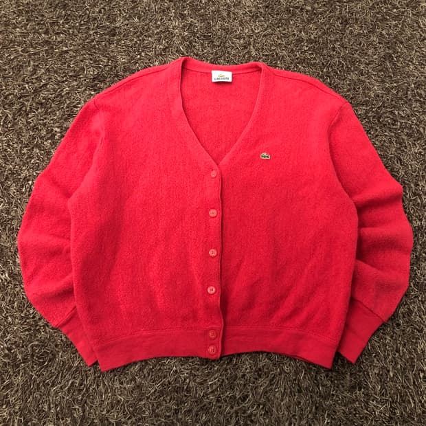100 라코스테 여성 울 핑크 가디건