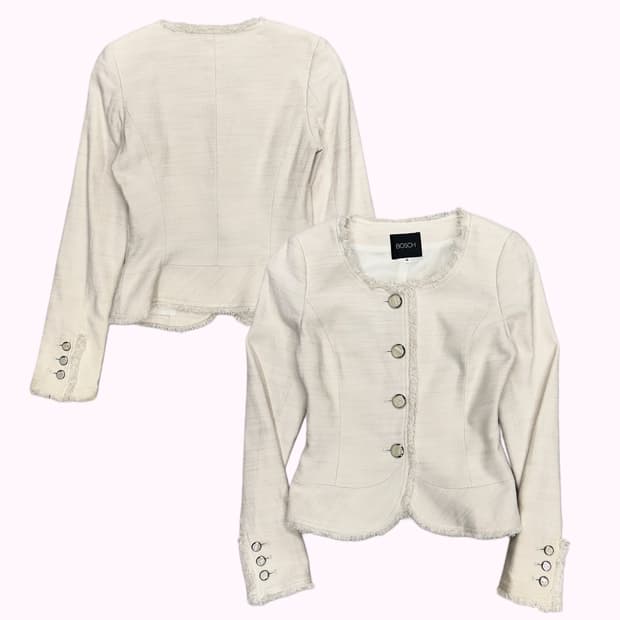 BOSCH ivory collarless crop jacket