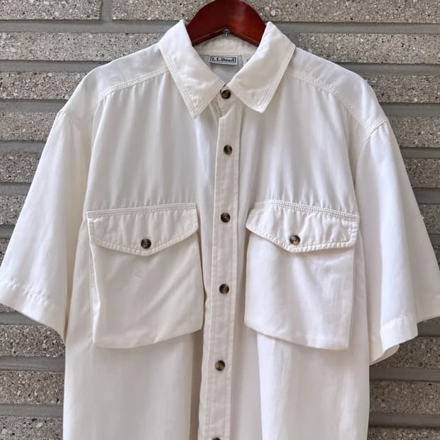 [S]90's L.L.Bean 엘엘빈 2포켓 화이트 나일론 셔츠