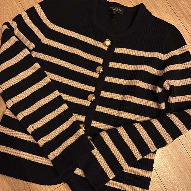 랙앤본 스트라이프 니트 가디건