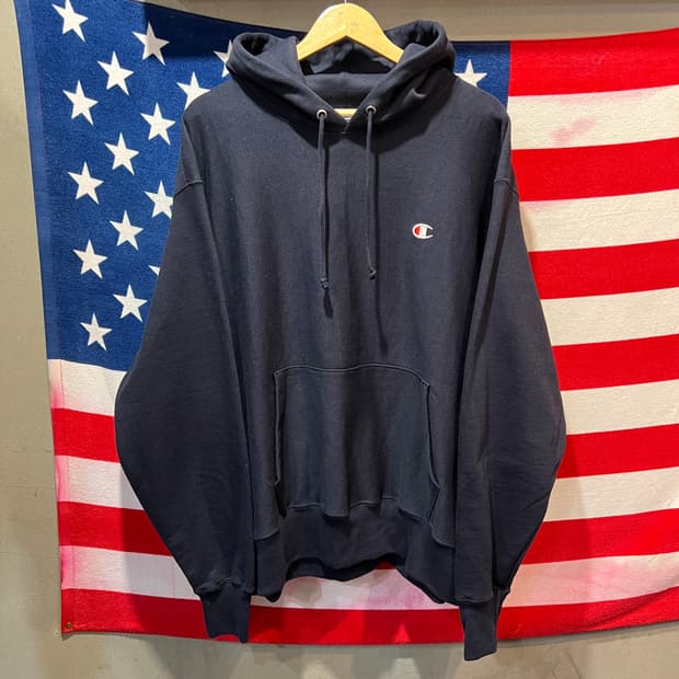 챔피온 리버스위브 후드티 네이비