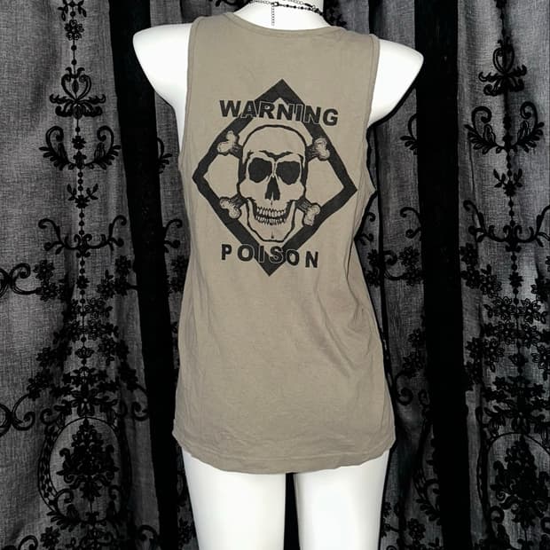 khaki skull graphic sleeveless top