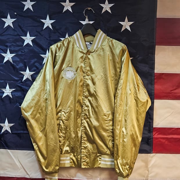 Varsity Satin Stadium Jacket (Gold)