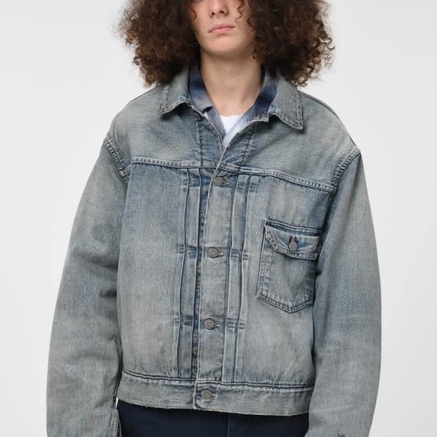 (L) bowwow blanket lined denim jk aging