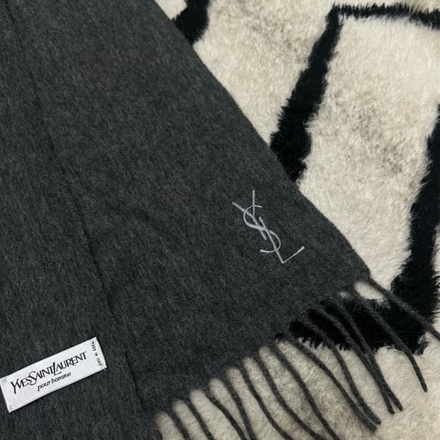 YSL 울 머플러 /챠콜 그레이