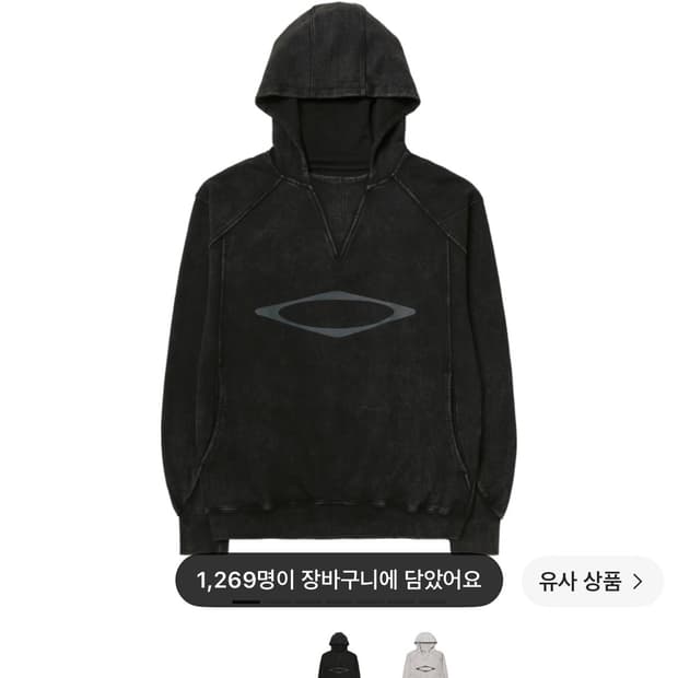 미스치프 블리치드 풀오버 후드 워시드블랙 M