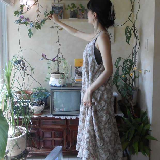 소프트 믹스 컬러 레이어드 슬립 원피스