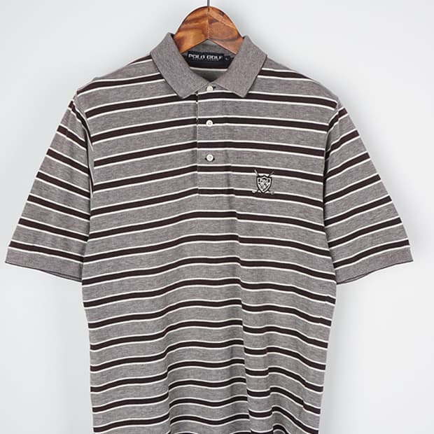  00's POLO GOLF stripe pique shirt
