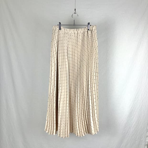 Vintage 도트 플리츠 롱 스커트