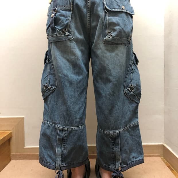 빈티지 게스 데님 카고 버뮤다 팬츠