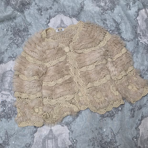 빈티지 페어리 그런지 퍼 자켓 케이프