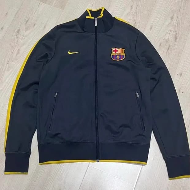 나이키 13 14시즌 FC 바르셀로나 트랙탑 축구 져지 옐로우 그레이