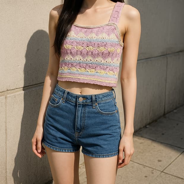 ZARA자라 파스텔 스트럭처 크롭탑_L